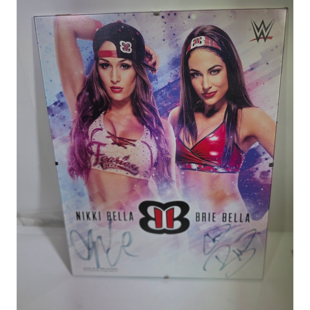 WWE Bella Twins Dual Signed Acrylic Plaque Autograph Nikki Brie Bella HOF 11x14
